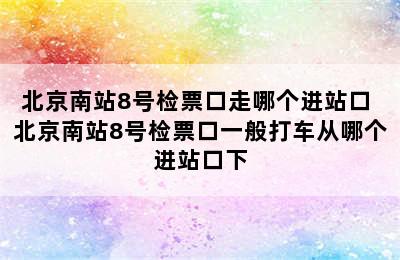 北京南站8号检票口走哪个进站口 北京南站8号检票口一般打车从哪个进站口下